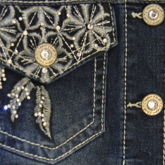 Copper Flash Denim Jean Jacket Bedazzled Buttons Size 2X NWT - Picture 5 of 8